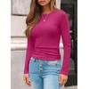 image:imageAUTOMET Womens Ribbed Long Sleeve Shirts Basic Top For Fall Work amp CasualHot Pink