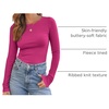 image:imageAUTOMET Womens Ribbed Long Sleeve Shirts Basic Top For Fall Work amp CasualHot Pink