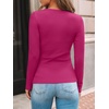 image:imageAUTOMET Womens Ribbed Long Sleeve Shirts Basic Top For Fall Work amp CasualHot Pink