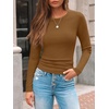 image:imageAUTOMET Womens Ribbed Long Sleeve Shirts Basic Top For Fall Work amp CasualLight Brown