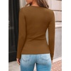 image:imageAUTOMET Womens Ribbed Long Sleeve Shirts Basic Top For Fall Work amp CasualLight Brown