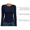 image:imageAUTOMET Womens Ribbed Long Sleeve Shirts Basic Top For Fall Work amp CasualNavy Blue