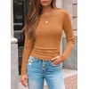 image:imageAUTOMET Womens Ribbed Long Sleeve Shirts Basic Top For Fall Work amp CasualOrange