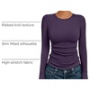 image:imageAUTOMET Womens Ribbed Long Sleeve Shirts Basic Top For Fall Work amp CasualPurple