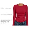 image:imageAUTOMET Womens Ribbed Long Sleeve Shirts Basic Top For Fall Work amp CasualRed
