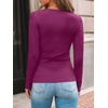 image:imageAUTOMET Womens Ribbed Long Sleeve Shirts Basic Top For Fall Work amp CasualRose Red