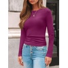 image:imageAUTOMET Womens Ribbed Long Sleeve Shirts Basic Top For Fall Work amp CasualRose Red