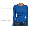 image:imageAUTOMET Womens Ribbed Long Sleeve Shirts Basic Top For Fall Work amp CasualRoyal Blue