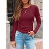 image:imageAUTOMET Womens Ribbed Long Sleeve Shirts Basic Top For Fall Work amp CasualWine Red