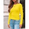 image:imageAUTOMET Womens Ribbed Long Sleeve Shirts Basic Top For Fall Work amp CasualYellow