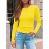 image:imageAUTOMET Womens Ribbed Long Sleeve Shirts Basic Top For Fall Work amp CasualYellow