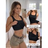 image:imageAUTOMET Womens Ribbed Tank Top with Built in Bra Scoop Neck Basic TopsBlack