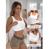 image:imageAUTOMET Womens Ribbed Tank Top with Built in Bra Scoop Neck Basic TopsWhite