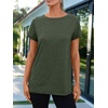 image:imageAUTOMET Womens Short Sleeve Crewneck Shirts Summer Basic Tops02armygreen