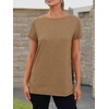image:imageAUTOMET Womens Short Sleeve Crewneck Shirts Summer Basic Tops02coffee