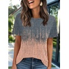 image:imageAUTOMET Womens Short Sleeve Crewneck Shirts Summer Basic Tops02ombregreycoral