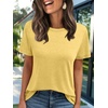 image:imageAUTOMET Womens Short Sleeve Crewneck Shirts Summer Basic Tops02yellow