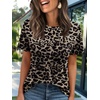 image:imageAUTOMET Womens Short Sleeve Crewneck Shirts Summer Basic TopsLeopard