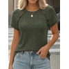 image:imageAUTOMET Womens Short Sleeve Decorative Buttons ShirtsArmy
