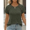 image:imageAUTOMET Womens Short Sleeve Decorative Buttons ShirtsArmy