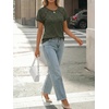 image:imageAUTOMET Womens Short Sleeve Decorative Buttons ShirtsArmy
