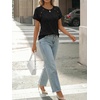 image:imageAUTOMET Womens Short Sleeve Decorative Buttons ShirtsBlack