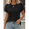 image:imageAUTOMET Womens Short Sleeve Decorative Buttons ShirtsBlack
