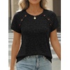 image:imageAUTOMET Womens Short Sleeve Decorative Buttons ShirtsBlack