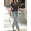 image:imageAUTOMET Womens Short Sleeve Decorative Buttons ShirtsBlack Grey