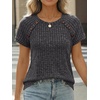 image:imageAUTOMET Womens Short Sleeve Decorative Buttons ShirtsBlack Grey