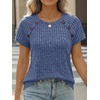 image:imageAUTOMET Womens Short Sleeve Decorative Buttons ShirtsBlue