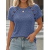 image:imageAUTOMET Womens Short Sleeve Decorative Buttons ShirtsBlue