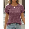 image:imageAUTOMET Womens Short Sleeve Decorative Buttons ShirtsBurgundy