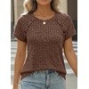 image:imageAUTOMET Womens Short Sleeve Decorative Buttons ShirtsChocolatebrown