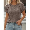 image:imageAUTOMET Womens Short Sleeve Decorative Buttons ShirtsCoffeegrey
