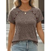 image:imageAUTOMET Womens Short Sleeve Decorative Buttons ShirtsCoffeegrey