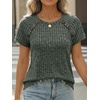 image:imageAUTOMET Womens Short Sleeve Decorative Buttons ShirtsGreen