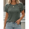 image:imageAUTOMET Womens Short Sleeve Decorative Buttons ShirtsGreen