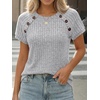 image:imageAUTOMET Womens Short Sleeve Decorative Buttons ShirtsGrey