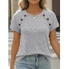 image:imageAUTOMET Womens Short Sleeve Decorative Buttons ShirtsGrey