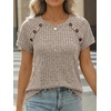 image:imageAUTOMET Womens Short Sleeve Decorative Buttons ShirtsKhaki