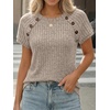 image:imageAUTOMET Womens Short Sleeve Decorative Buttons ShirtsKhaki