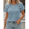 image:imageAUTOMET Womens Short Sleeve Decorative Buttons ShirtsLightblue
