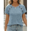 image:imageAUTOMET Womens Short Sleeve Decorative Buttons ShirtsLightblue