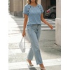 image:imageAUTOMET Womens Short Sleeve Decorative Buttons ShirtsLightblue
