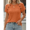 image:imageAUTOMET Womens Short Sleeve Decorative Buttons ShirtsOrange