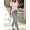 image:imageAUTOMET Womens Short Sleeve Decorative Buttons ShirtsPink