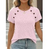 image:imageAUTOMET Womens Short Sleeve Decorative Buttons ShirtsPink