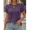 image:imageAUTOMET Womens Short Sleeve Decorative Buttons ShirtsPurple