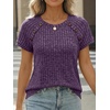image:imageAUTOMET Womens Short Sleeve Decorative Buttons ShirtsPurple